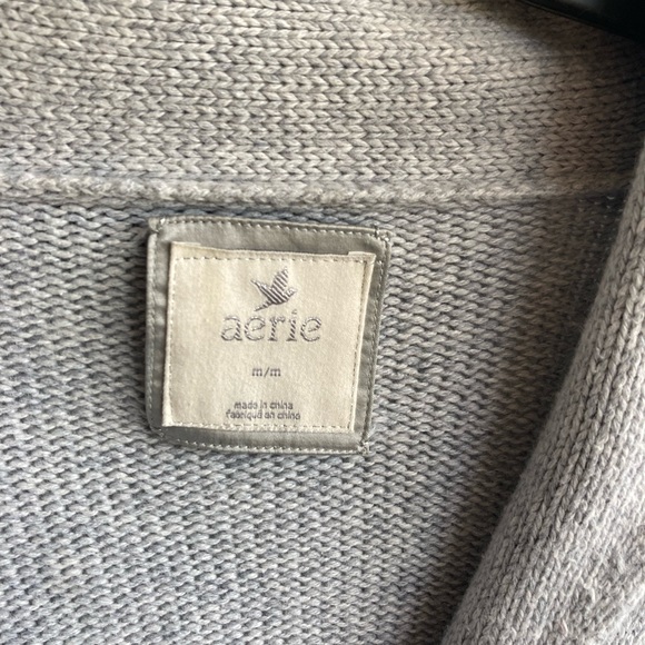 Aerie AEO Belted Knitted Gray Cardigan Sweater Size Medium - Picture 2 of 5